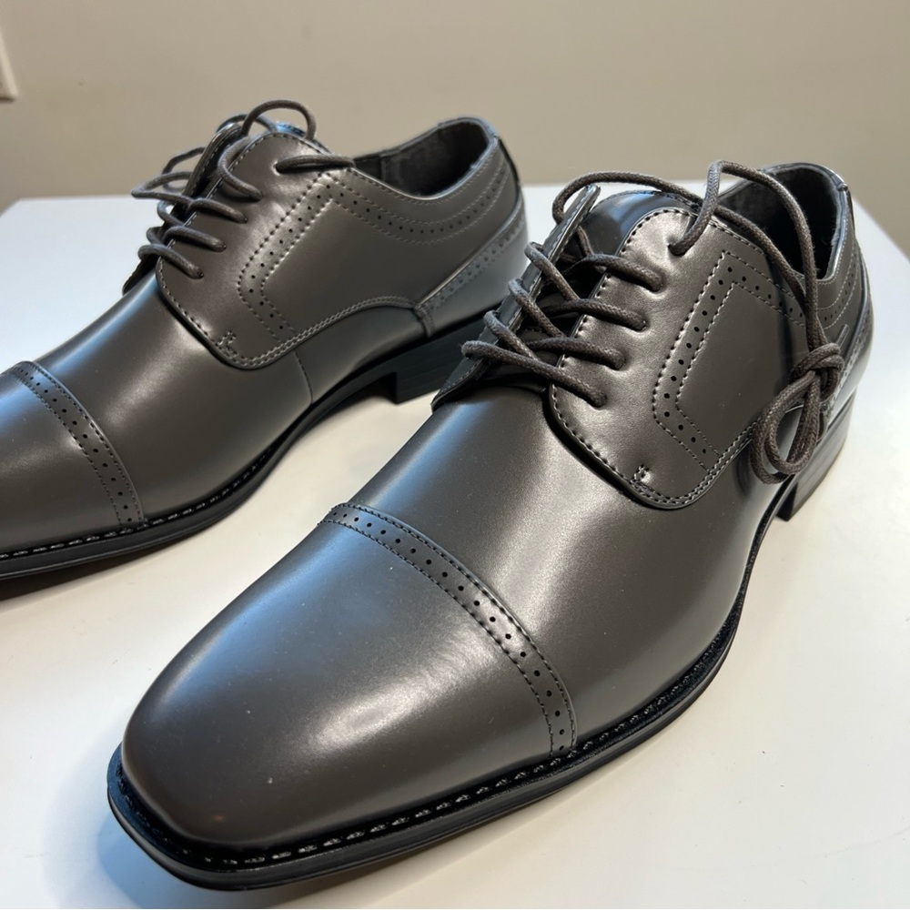 Stacy Adams Oxford Cap Toe Shoes‎ Mens 11 Gray Lace Up New